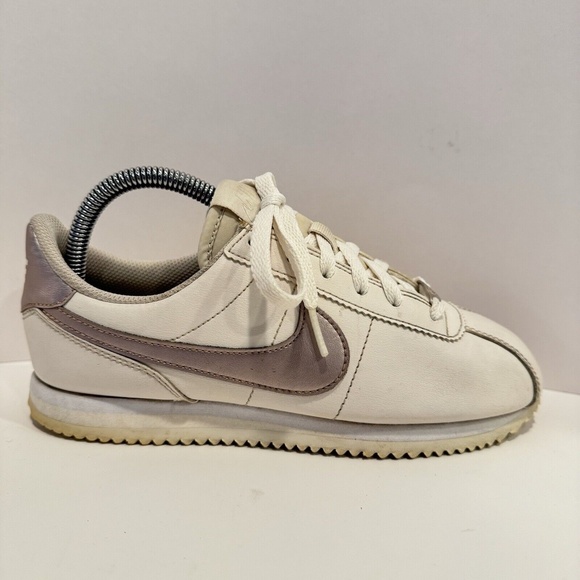Nike Cortez Basic Leather Cream Metallic Bronze Swoosh Youth Classic L.A. Shoes - Picture 4 of 13